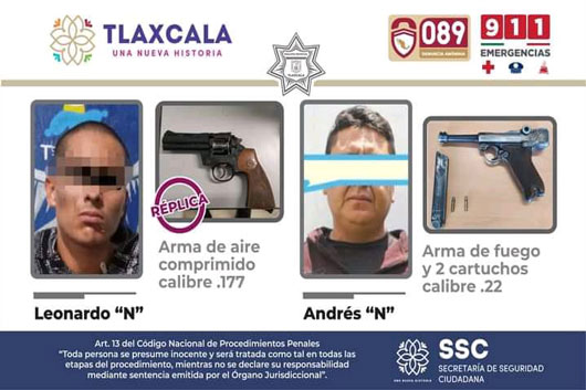 La SSC detiene en acciones diferentes a dos presuntos responsables de portación ilegal de arma de fuego