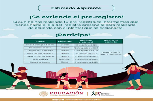 Amplía BTED plazo para pre-registro de aspirantes a nuevo ingreso