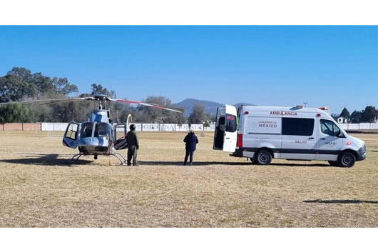 Traslada ambulancia aérea de Tlaxcala a lesionado por explosión de polvorín a la Ciudad de México