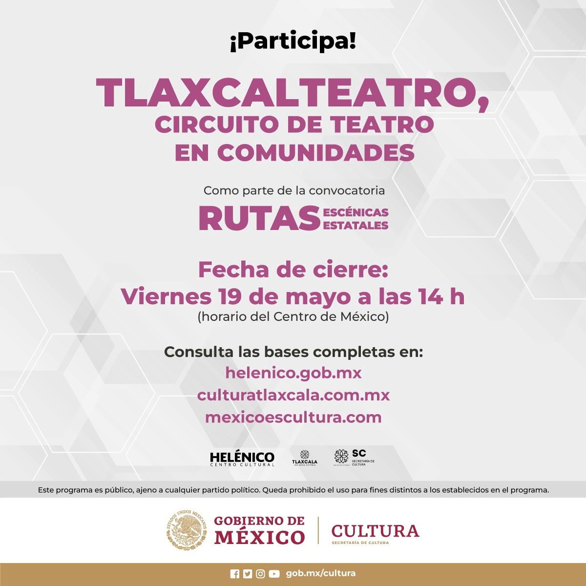 Convoca Secretaría de Cultura a “Tlaxcalteatro” para grupos escénicos