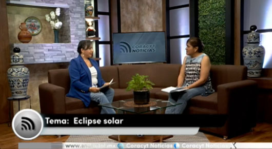 En el estudio de “Coracyt Noticias”, integrante del Comité Estatal de Eclipses México, Alina Santacruz Lima