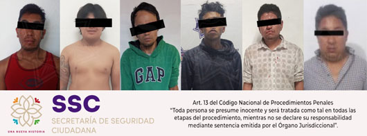 Realizan elementos de la SSC detención de seis personas por infracciones a la ley