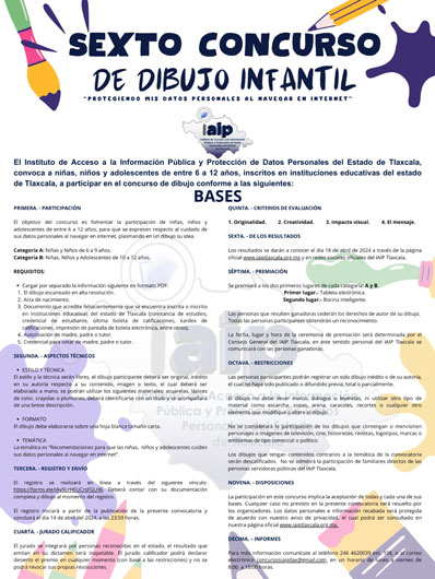 Convoca IAIP Tlaxcala al sexto concurso de dibujo infantil