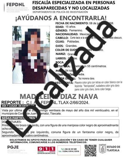 General de Justicia del Estado presentaron ante el Ministerio Público a una menor de edad reportada como desaparecida