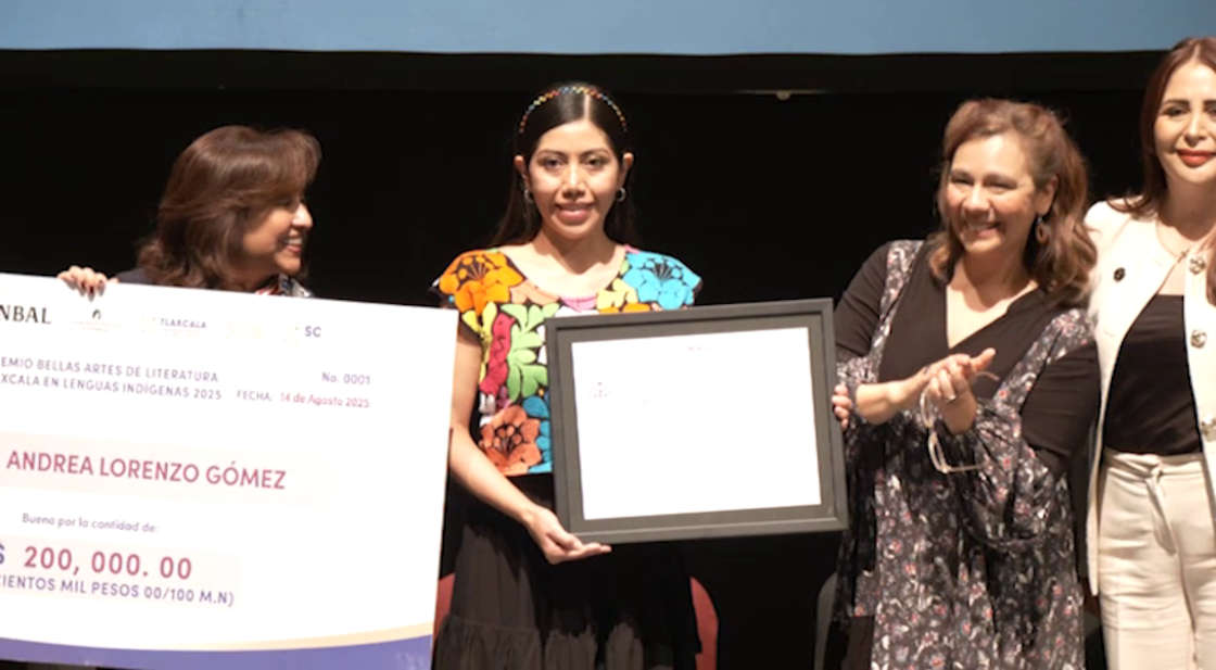 Obtuvo Andrea Lorenzo “Premio Bellas Artes de Literatura Tlaxcala en Lenguas Indígenas 2025”
